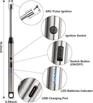 Rechargeable Electric Lighter Silver 10.2cm Portable thumbnail 3