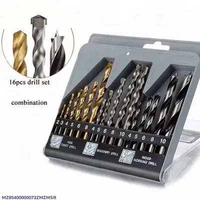 16Pcs Stainless Steel Drill Set 10mm Golden Black thumbnail 1