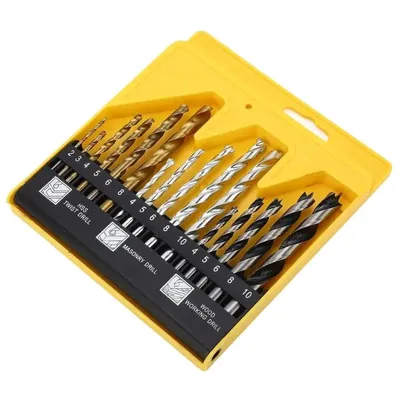 16Pcs Stainless Steel Drill Set 10mm Golden Black thumbnail 2