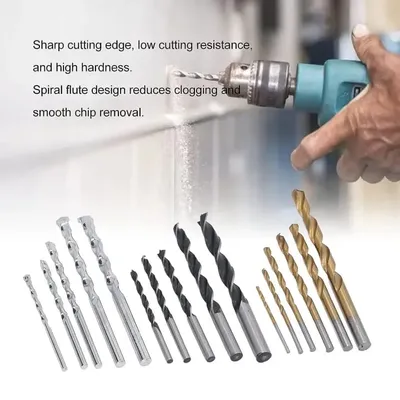 16Pcs Stainless Steel Drill Set 10mm Golden Black thumbnail 5