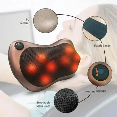Portable Electric Massage Pillow Brown ABS for Car Home thumbnail 6