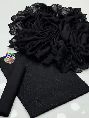 Black Chikankari 3-Piece Women's Suit with Chiffon Dupatta thumbnail 2