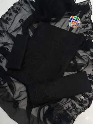 3 Pcs Women's Unstitched Chikankari Embroidered Suit thumbnail 2