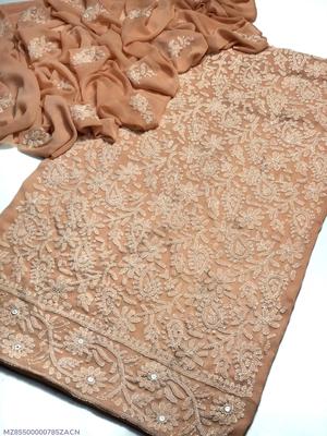 Chikankari Chiffon Suit Mustard Bakra Eid Muharram thumbnail 3