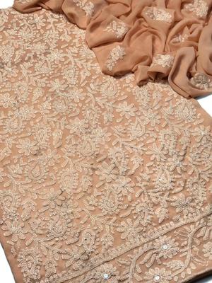 Chikankari Chiffon Suit Mustard Bakra Eid Muharram thumbnail 2