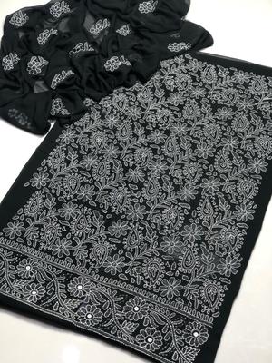 2 Pcs Women's Unstitched Chikankari Embroidered Suit