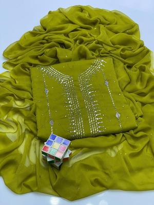 Green Chiffon Embroidered Women Suit 2 Pcs