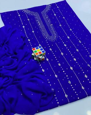 Blue Chiffon Embroidered Suit for Brides & Festivals