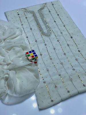 White Chiffon Suit for Pakistani Bridesmaids Wedding Party