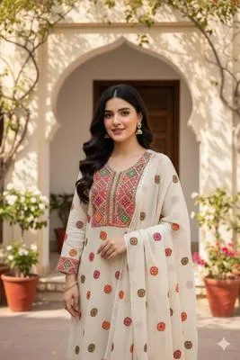 2 Pcs Women's Unstitched Sheesha Work Suit