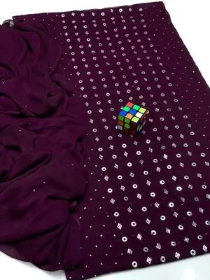 Purple Chiffon Embroidered Suit for Weddings & Festivals