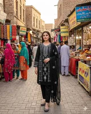 2 Pcs Women's Unstitched Sheesha Work Suit