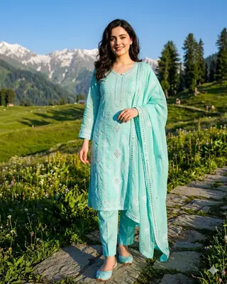 2 Pcs Women's Unstitched Sheesha Work Suit