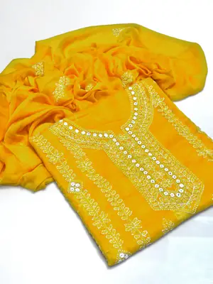 2 Pcs Women's Unstitched Sheesha Work Suit thumbnail 2