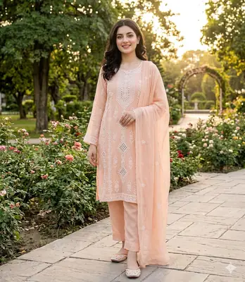 2 Pcs Women's Unstitched Sheesha Work Suit
