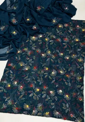 2 Pcs Women's Unstitched Hand Embroidered Suit thumbnail 2