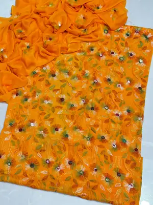 2 Pcs Women's Unstitched Hand Embroidered Suit thumbnail 2