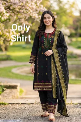 Embroidered Black Dhaga Shirt with Green Border