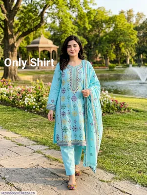 Embroidered Dhaga Shirt Blue Light Only Piece