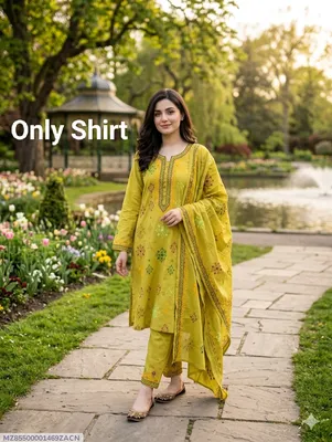 Yellow Embroidered Dhaga Shirt with Dupatta