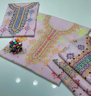 Pink Embroidered Dhaga Shirt Set for Women thumbnail 2