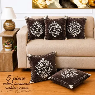 5 Pcs Velvet Jacquard Embroidered Cushion Cover