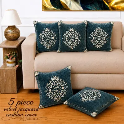 5 Pcs Velvet Jacquard Embroidered Cushion Cover