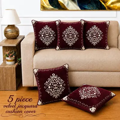 5 Pcs Velvet Jacquard Embroidered Cushion Cover