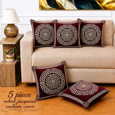 5 Pcs Velvet Jacquard Embroidered Cushion Cover