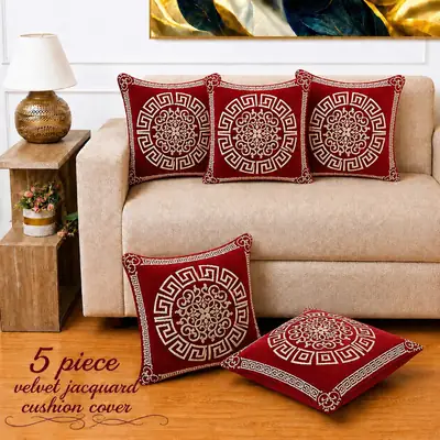 5 Pcs Velvet Jacquard Embroidered Cushion Cover