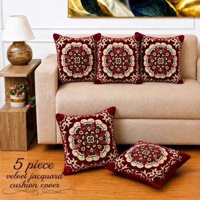 5 Pcs Velvet Jacquard Embroidered Cushion Cover