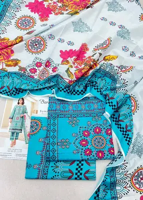3 Pcs Women's Unstitched Printed Suit thumbnail 2