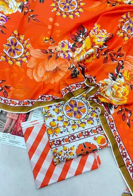 3 Pcs Women's Unstitched Printed Suit thumbnail 2
