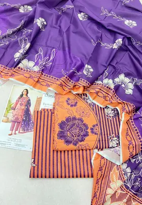 3 Pcs Women's Unstitched Printed Suit thumbnail 2