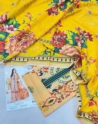 3 Pcs Women's Unstitched Printed Suit thumbnail 2
