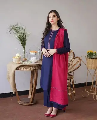 3 Pcs Women's Unstitched Embroidered Suit