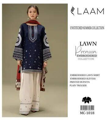3 Pcs Women's Unstitched Embroidered Suit