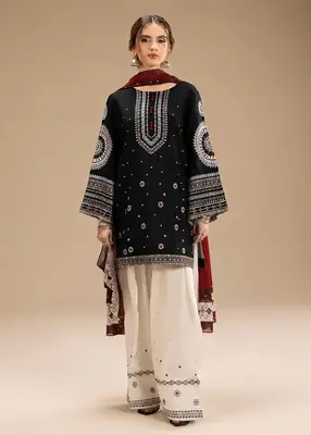 3 Pcs Women's Unstitched Embroidered Suit