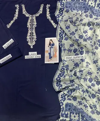 3 Pcs Women's Unstitched Embroidered Suit thumbnail 2