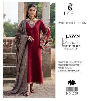3 Pcs Women's Unstitched Embroidered Suit