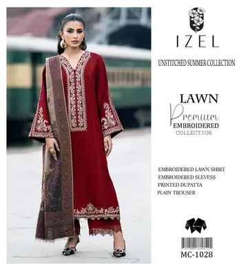 3 Pcs Women's Unstitched Embroidered Suit