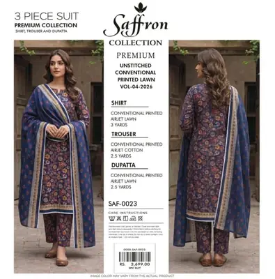 3 Pcs Women's Unstitched Digital Print Suit
