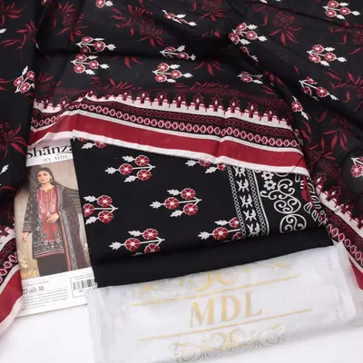 3 Pcs Women's Unstitched Digital Print Suit thumbnail 2