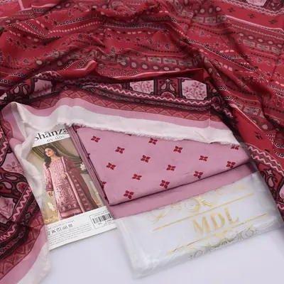 3 Pcs Women's Unstitched Digital Print Suit thumbnail 2