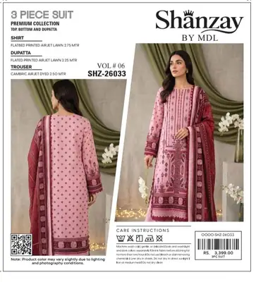 3 Pcs Women's Unstitched Digital Print Suit thumbnail 3