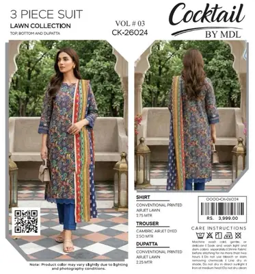 3 Pcs Women's Unstitched Digital Print Suit thumbnail 2