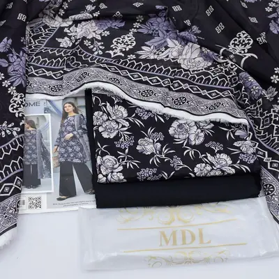 3 Pcs Women's Unstitched Digital Print Suit thumbnail 2