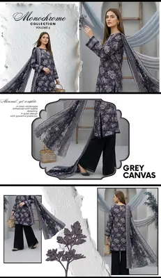 3 Pcs Women's Unstitched Digital Print Suit thumbnail 3