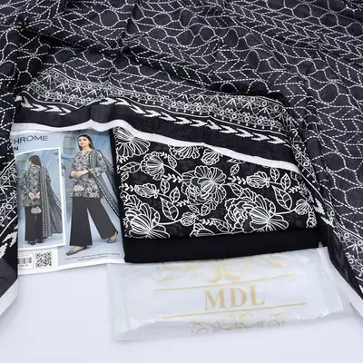 3 Pcs Women's Unstitched Digital Print Suit thumbnail 2