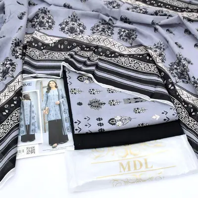 3 Pcs Women's Unstitched Digital Print Suit thumbnail 2